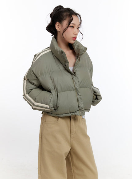 striped-puffer-jacket-cn421 / Green