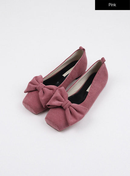 big-bow-square-toe-flats-oj405 / Pink