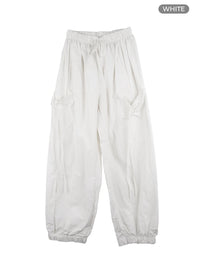 ribbon-cargo-nylon-pants-oa425 / White