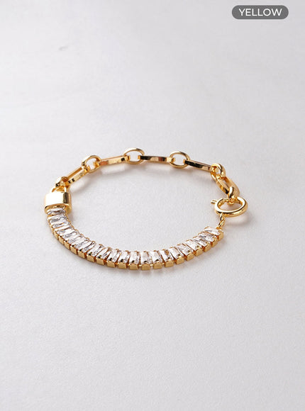 square-cubic-chain-bracelet-il411 / Yellow