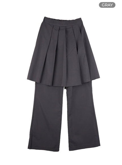 solid-pleated-midi-skirt-bottoms-cs420 / Gray