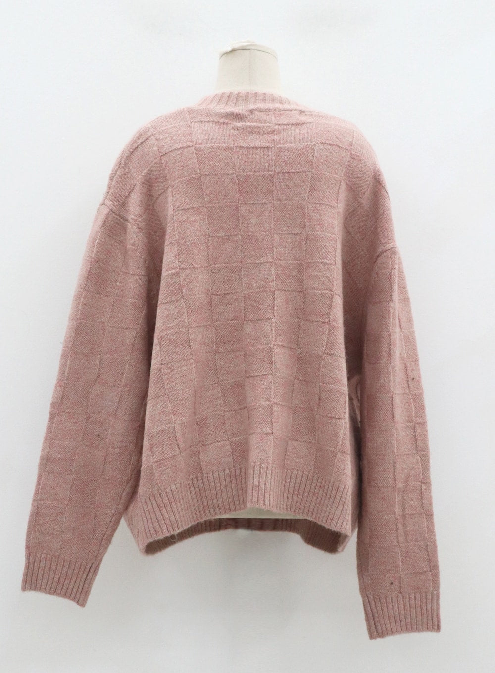 Check Pattern V-Neck Knit Cardigan CD09