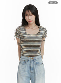 striped-cropped-tee-ca408 / Black