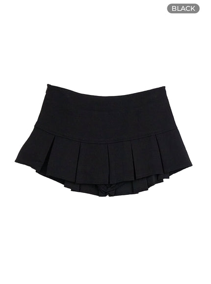 low-rise-pleated-mini-skirt-co410 / Black