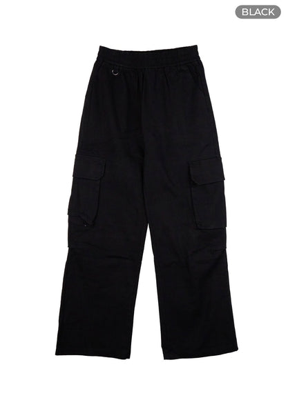 wide-fit-banded-cargo-pants-co417 / Black