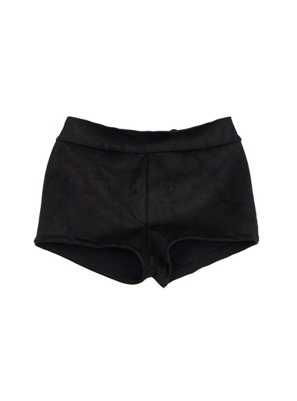 solid-stretch-suede-shorts-cn422 / Black