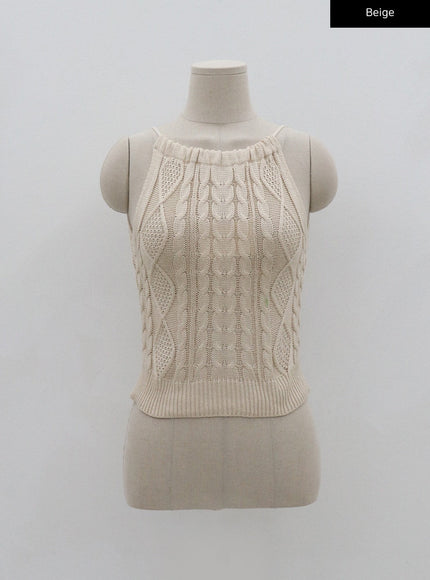 Cable Knitted Halterneck Sleeveless BG02