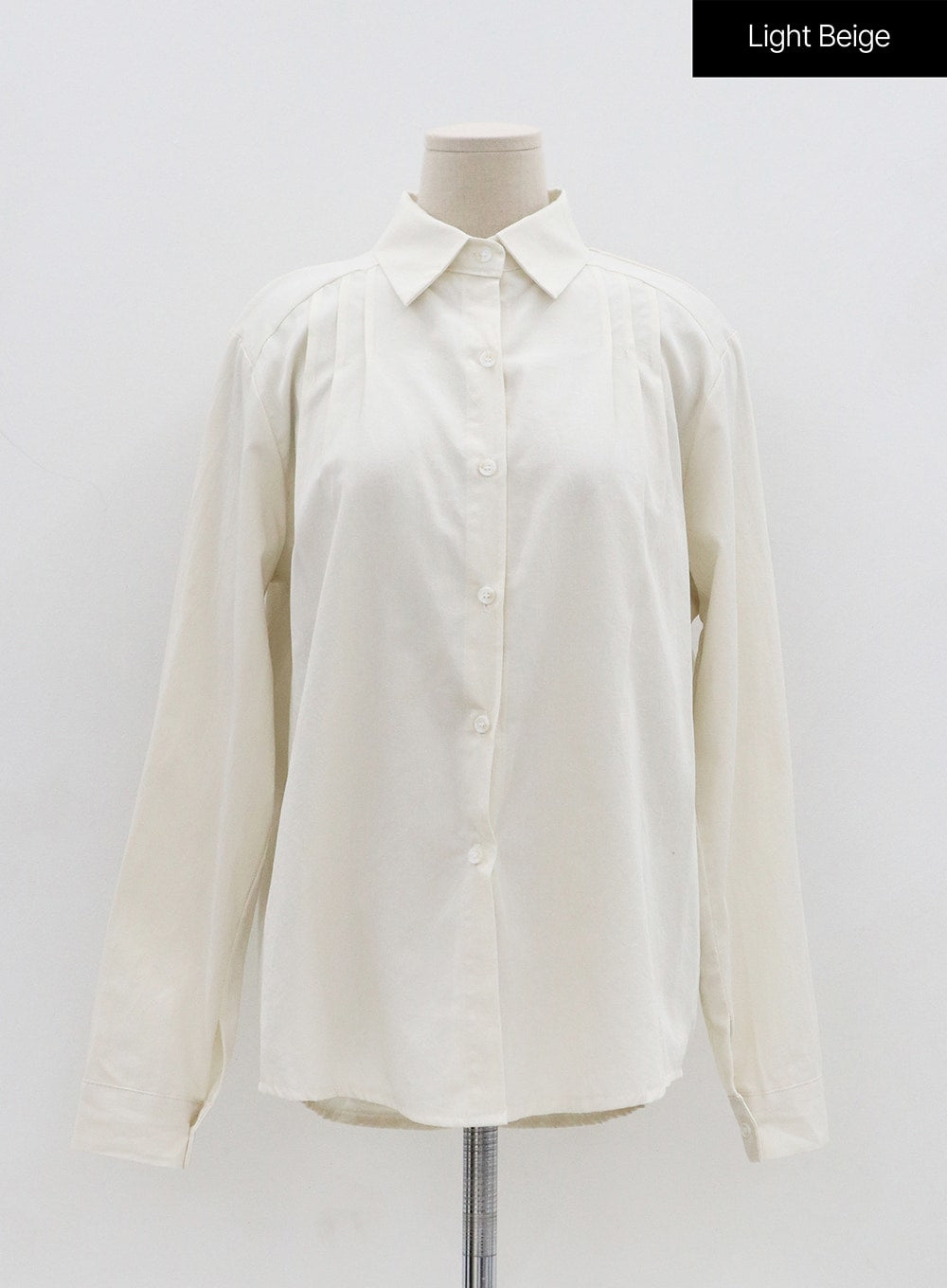 Simple Pintuck Cotton Long Sleeve Shirt OO04