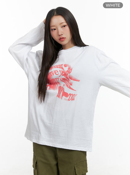 cozy-graphic-long-sleeve-tshirt-co417 / White