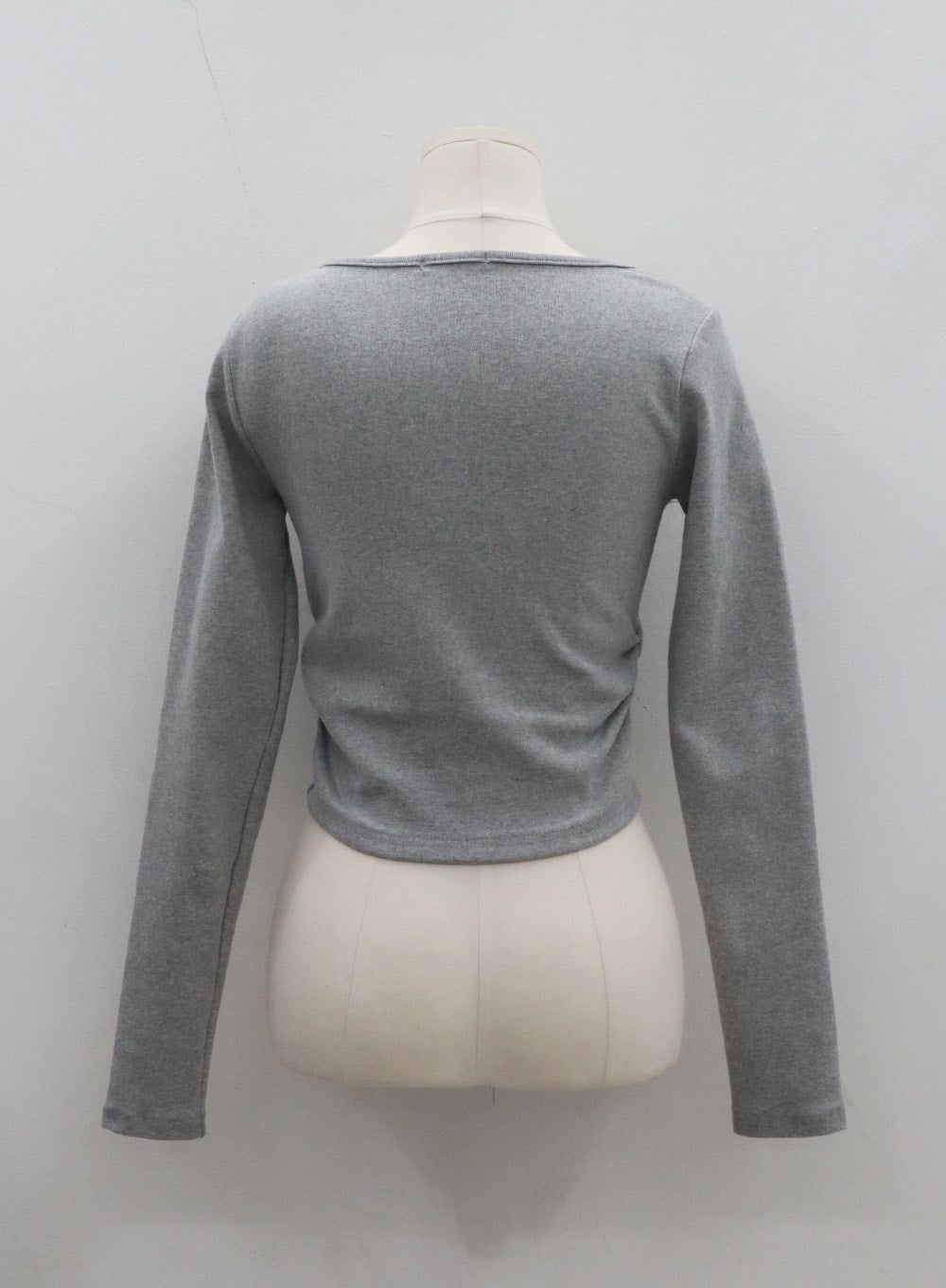 Button Neck Long Sleeve Cropped Top CD21