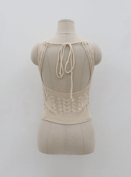 Cable Knitted Halterneck Sleeveless BG02