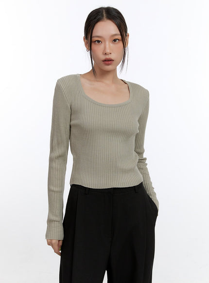 square-neck-solid-crop-top-cn401 / Beige