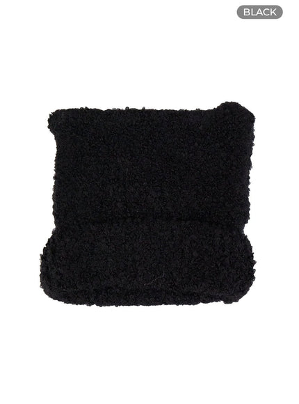 meow-cat-boucle-knit-beanie-oo401 / Black