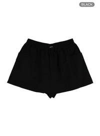 pocket-nylon-string-mini-skirt-of428 / Black