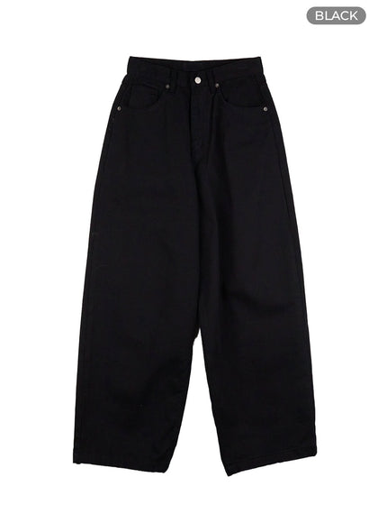 solid-comfort-wide-leg-trousers-co418 / Black