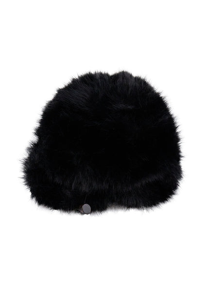 stylish-fur-ear-flap-bucket-hat-cn413 / Black