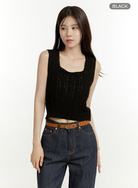 cable-knit-sleeveless-top-ou428 / Black