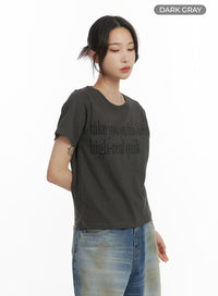 short-sleeve-lettering-tee-cm426 / Dark gray