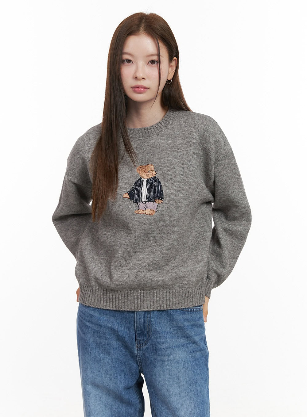 cozy-embroidered-sweater-od418 / Gray