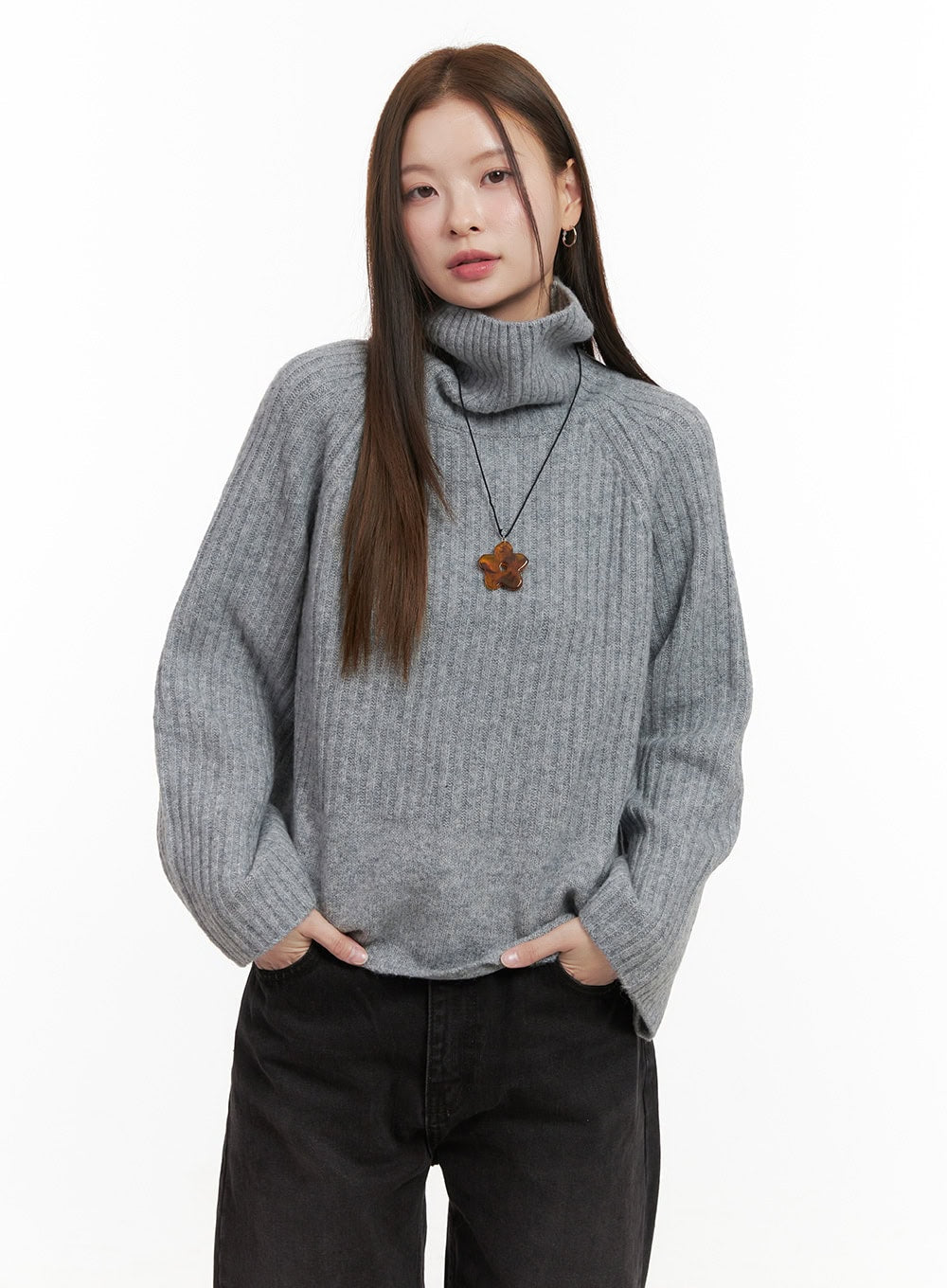 snugfit-turtle-neck-sweater-od418 / Gray