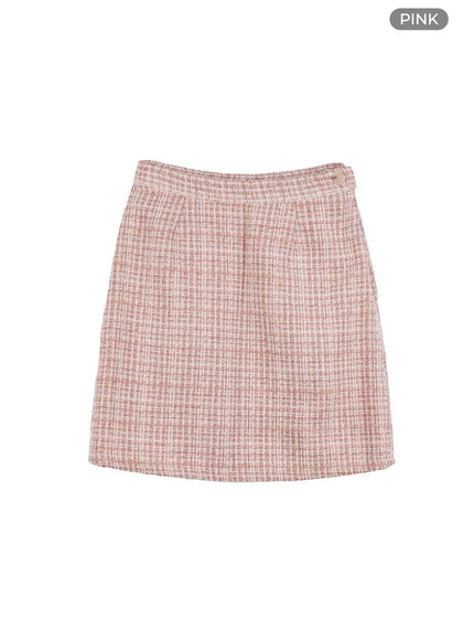 tweed-mini-skirt-oo429 / Pink