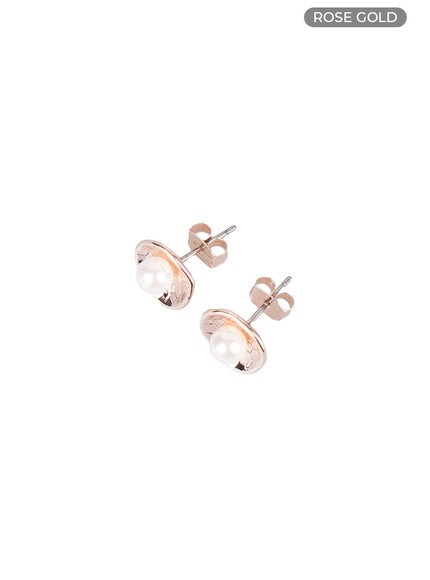 flower-flat-earrings-io418 / Rose gold