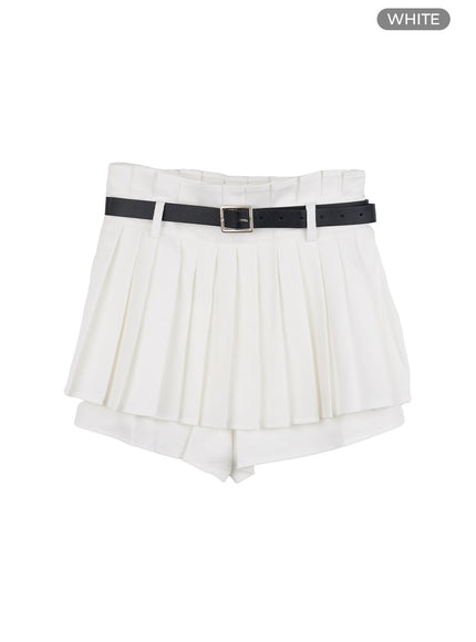 mini-pleated-skirt-with-belt-oo429 / White