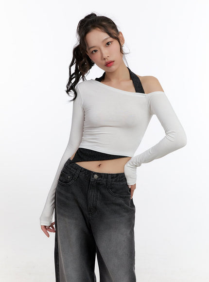 solid-twist-crop-tee-cn420 / White