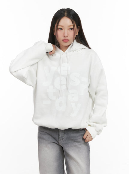 graphic-lettering-hooded-sweatshirt-cd416 / White