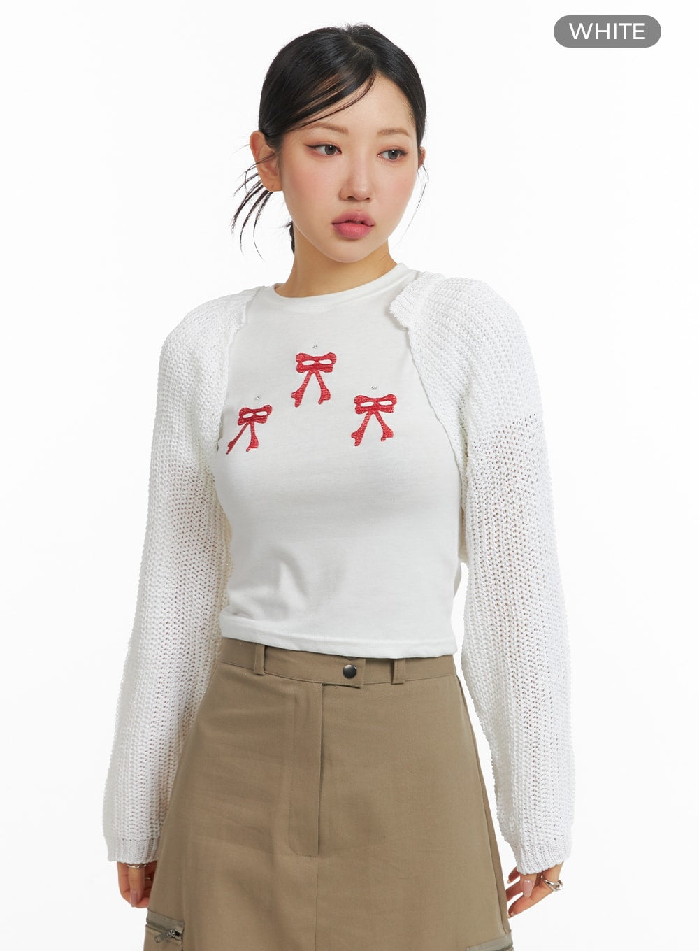 waffle-knit-bolero-top-cm422 / White