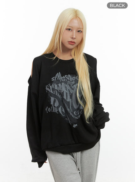 comfy-graphic-print-sweatshirt-cs426 / Black