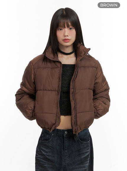 cropped-puffer-jacket-co410 / Brown