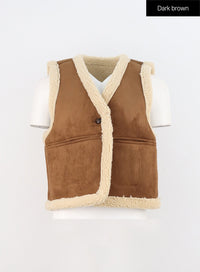 double-faced-v-neck-vest-on309 / Dark brown