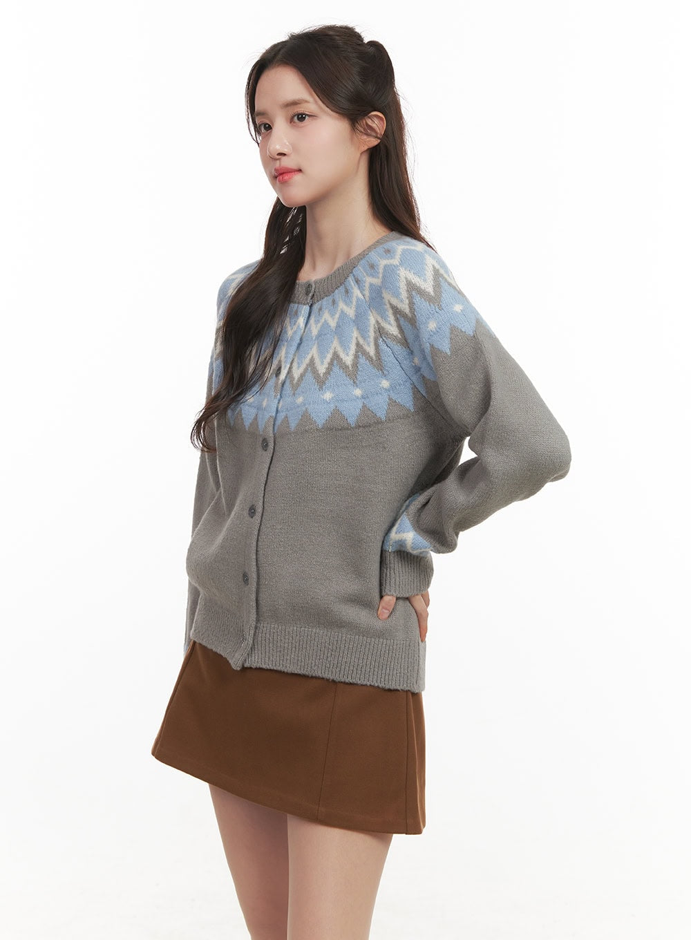 Nordic Print Buttoned Cardigan CJ515