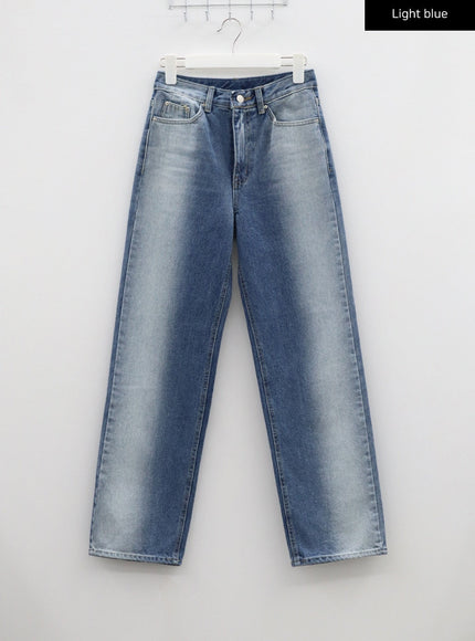 Two Tone Straight Leg Jeans BF310