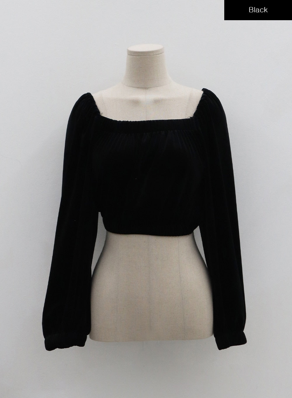 Velvet Elastic Puffy Sleeves Crop Top BO31