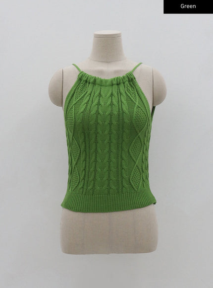 Cable Knitted Halterneck Sleeveless BG02