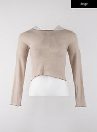 slim-fit-solid-long-sleeve-oj405 / Beige