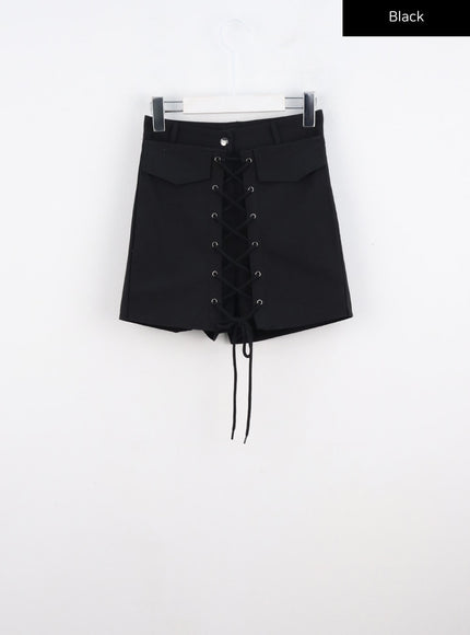 eyelet-pocket-wrap-short-co330 / Black