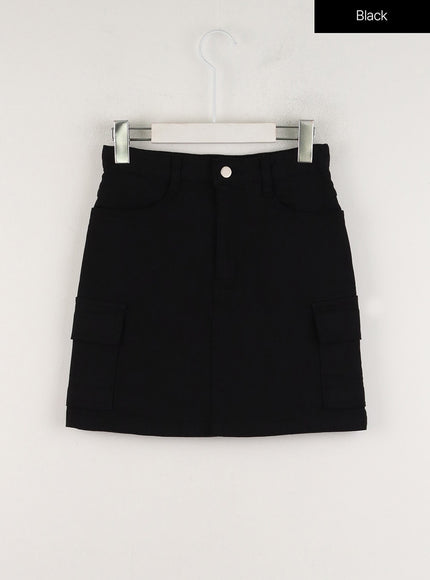 solid-cargo-mini-skirt-od308 / Black