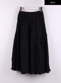 ruffle-tiered-maxi-skirt-cf406 / Black