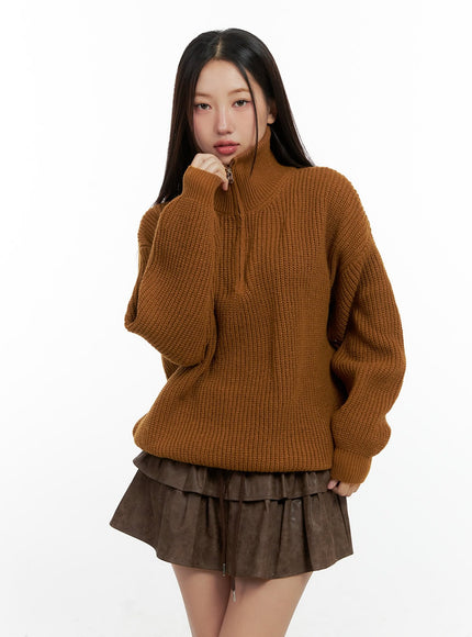 cozy-knit-half-zip-sweater-cn412 / Brown