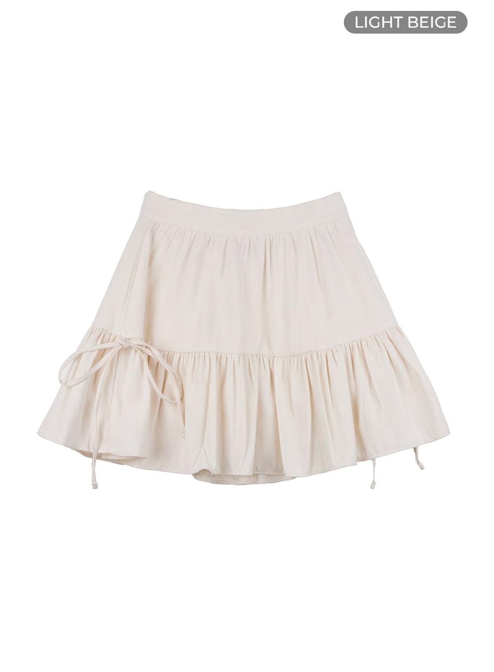 ribbon-flare-mini-skirt-oo421 / Light beige