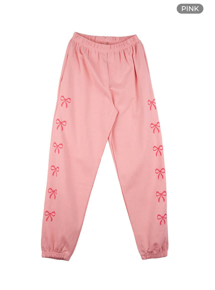 cozy-ribbon-sweatpants-oo421 / Pink