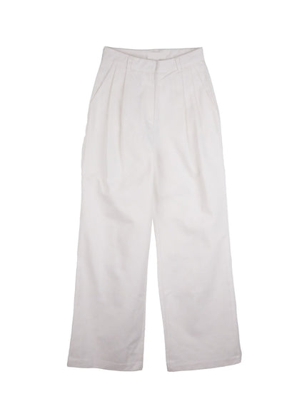 cotton-wide-leg-trousers-on408 / White