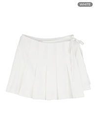 pleated-solid-mini-skirt-ou428 / White