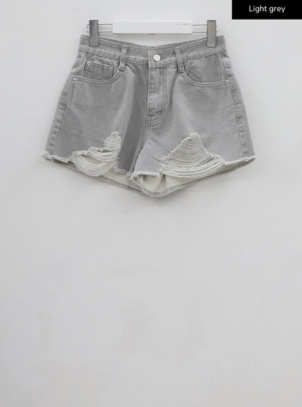 Distressed Color Short Pants BU29