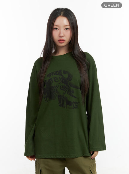 cozy-graphic-long-sleeve-tshirt-co417 / Green