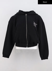 monogram-zip-hoodie-co324 / Black