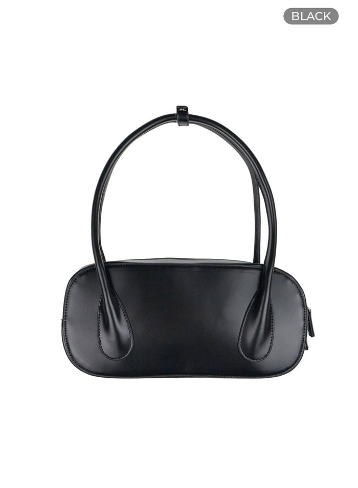 faux-leather-shoulder-bag-ou427 / Black